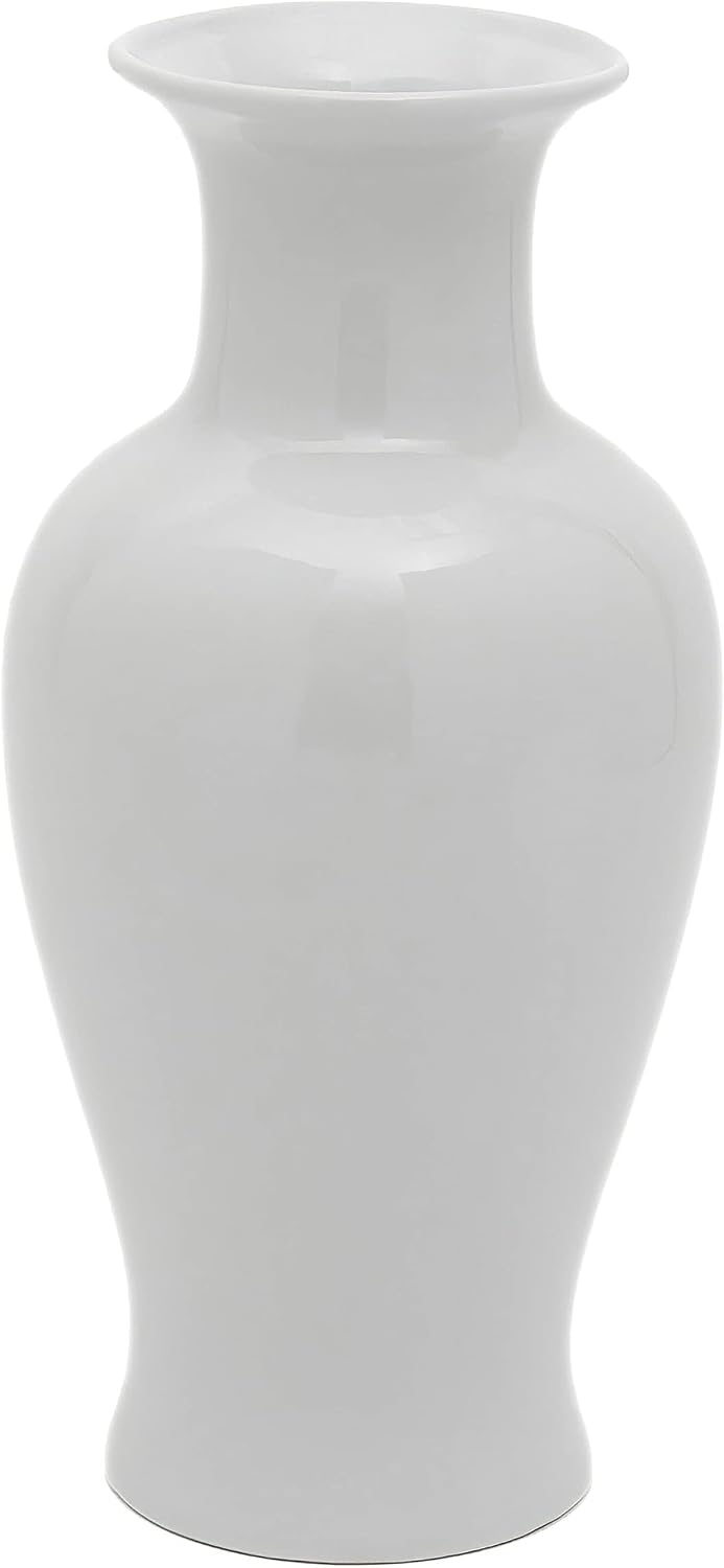 Red Lantern 18" Antique White Porcelain Fishtail Vase - Image 2
