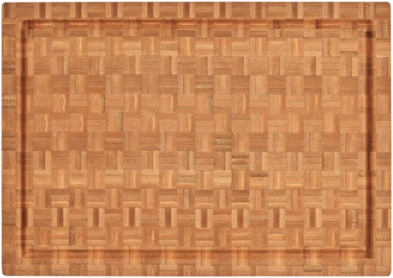 17" Reversible End Grain Bamboo Cutting Board Embedded Handles