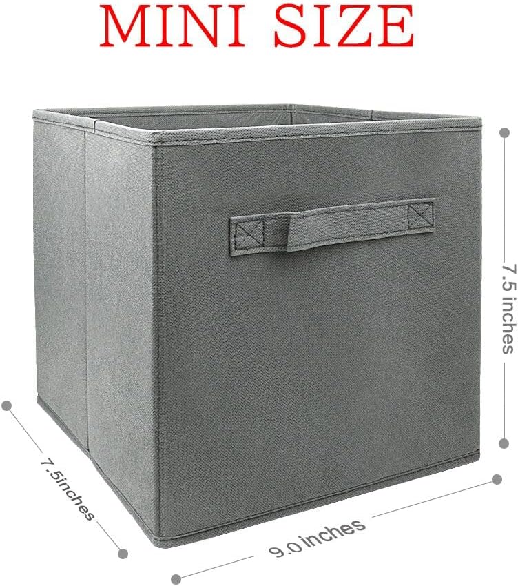 Mini Size 3-Pack Cube Storage Bins 9.0"x7.5"x7.5" Fabirc Foldable Closet Toy Organizer Collapsible Cloth Gray - Image 2