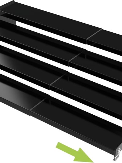 Expandable 4-Tier Step Spice Rack Organizer for Kitchen Cabinet Modern Design and Non Skid Space Saving Storage Shelf for Countertop Cabinet Pantry(1Pack/Black)