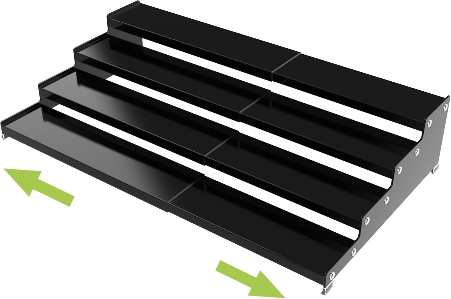 Expandable 4-Tier Step Spice Rack Organizer for Kitchen Cabinet Modern Design and Non Skid Space Saving Storage Shelf for Countertop Cabinet Pantry(1Pack/Black)