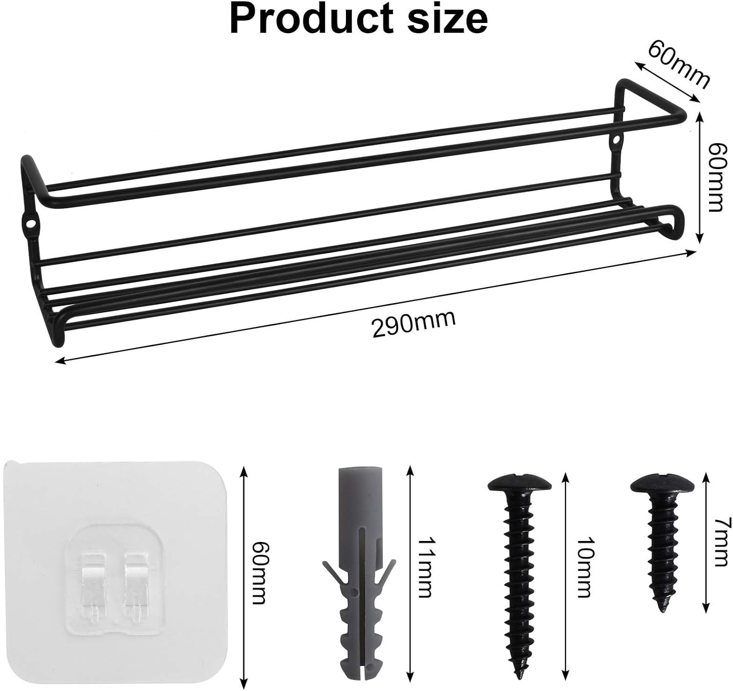 Spice Rack Wall Set of 2 Hanging No Drilling Kitchen Rack Metal Spice Rack No Drilling Kitchen Rack Hanging Spice Rack for Kitchen Cabinet Shower Shelf Hanging Organizer (Black) - Image 2