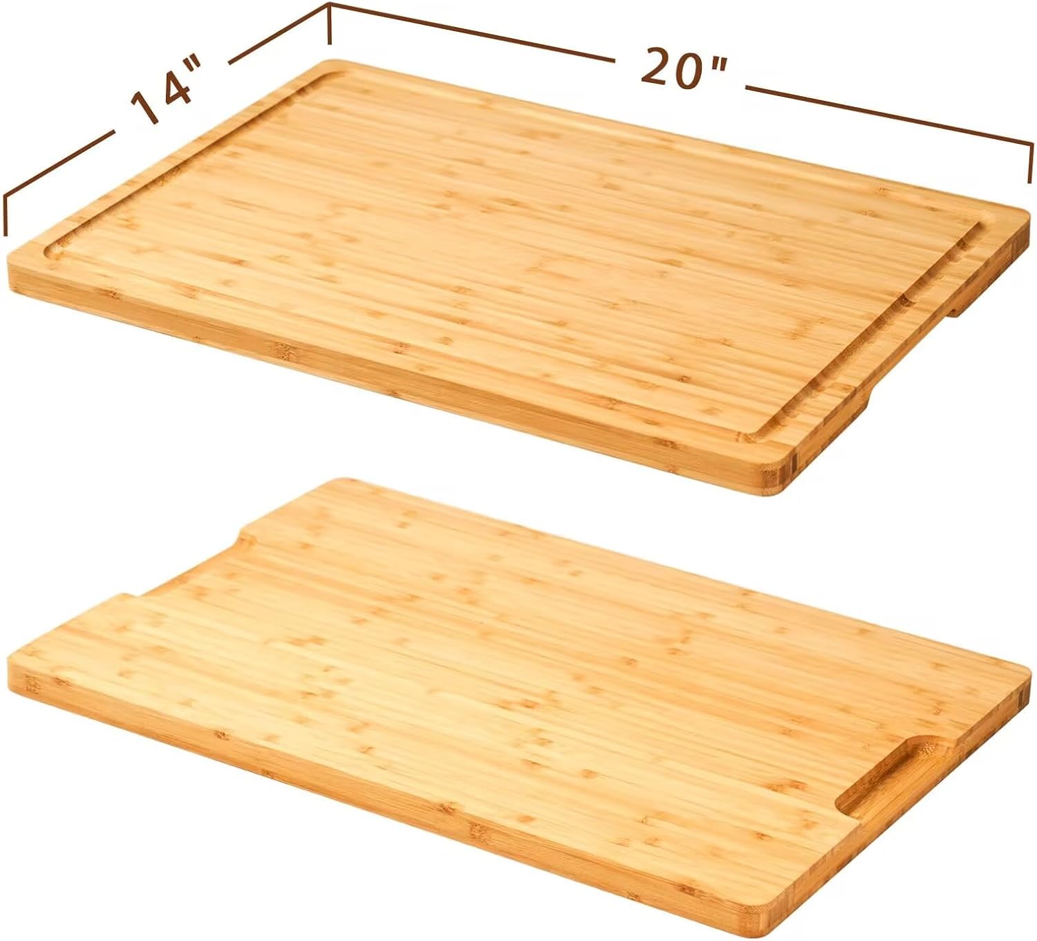 20x14" Extra Large Bamboo Cutting Boards for Kitchen, XL Wood Charcuterie Boards Cheese Serving Tray with Side Handles and Juice Grooves, Solid Durable Reversible - Image 2