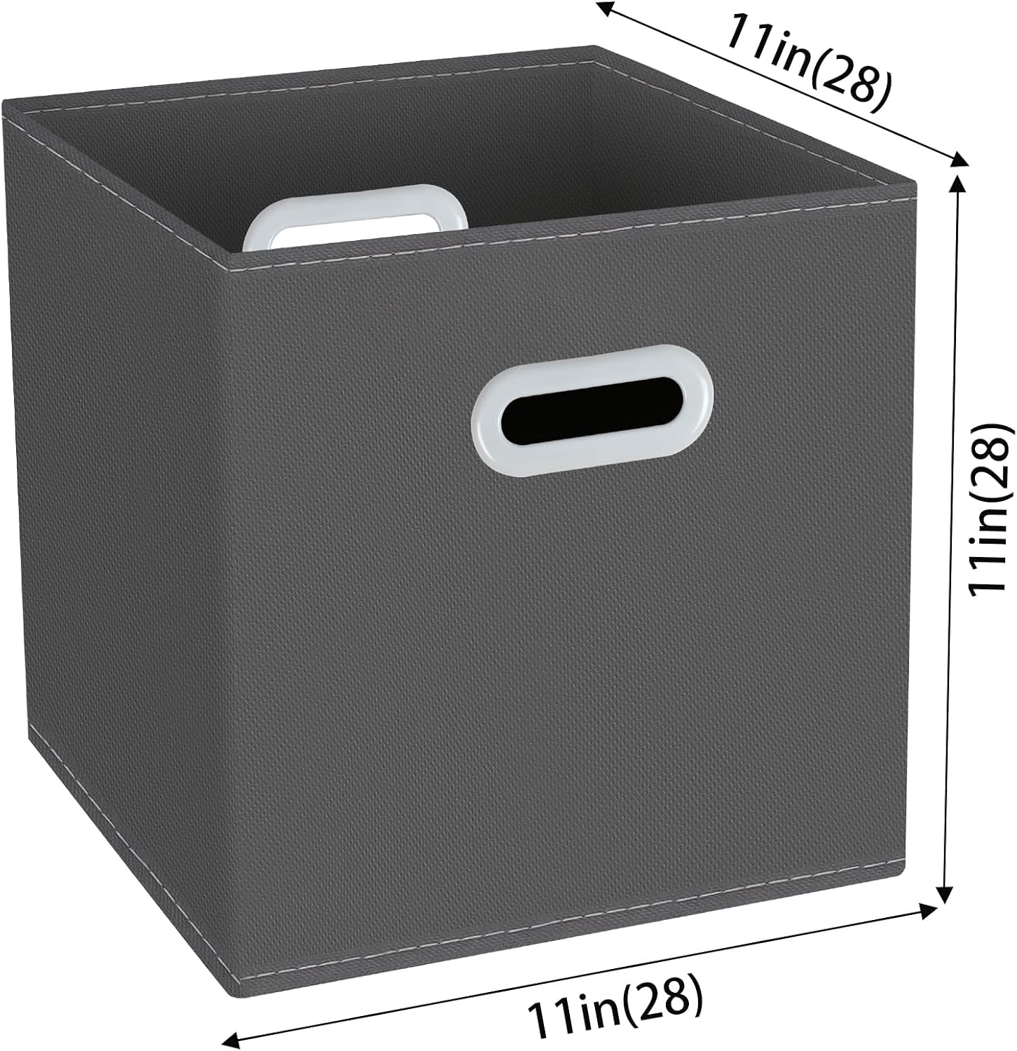 storage bins Cubes, Fabric Cube Organizer with Handle, Foldable Cube Bins for Cloth or Accessary Storage, 11x11x11, Set of 3,(Gray) - Image 2
