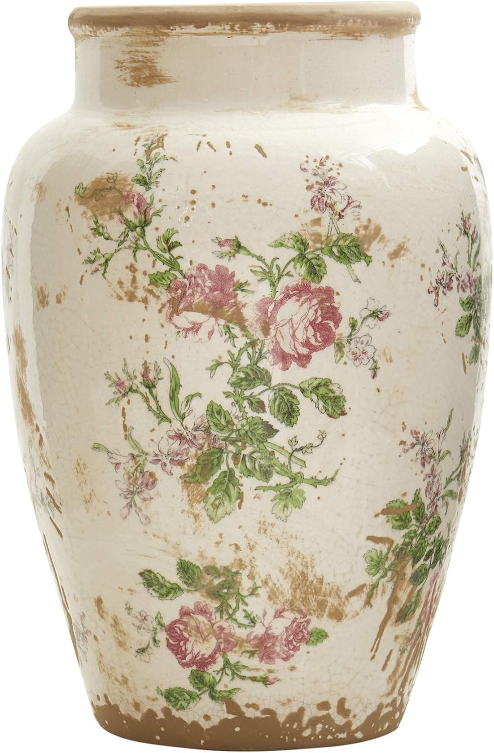 12.5in. Tuscan Ceramic Floral Print Vase