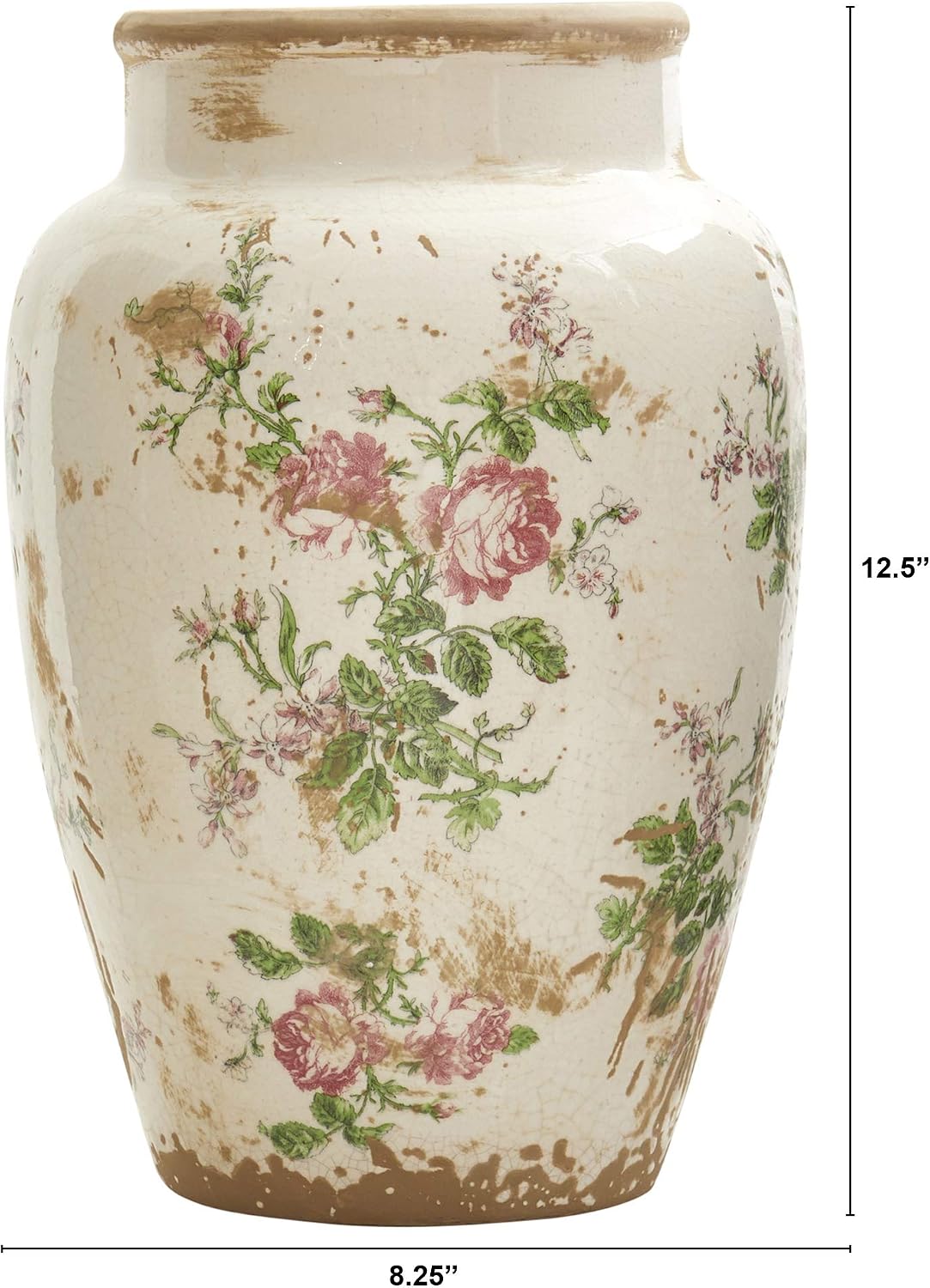12.5in. Tuscan Ceramic Floral Print Vase - Image 2