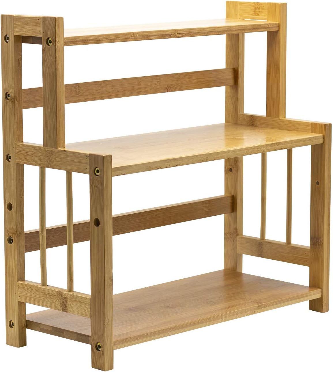 Kitchen Countertop Organizer Bamboo Wooden Counter Storage Shelf Rack for Spice, Soap, Skin care, Makeup Display Stand, Bathroom Shelves, Vanity, Office (3-Tier)