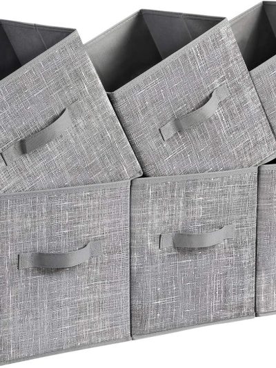 Storage Cubes, 11-Inch Non-Woven Fabric Bins with Double Handles, Set of 6, Closet Organizers for Shelves, Foldable, for Clothes, Cattail Gray UROB26LG