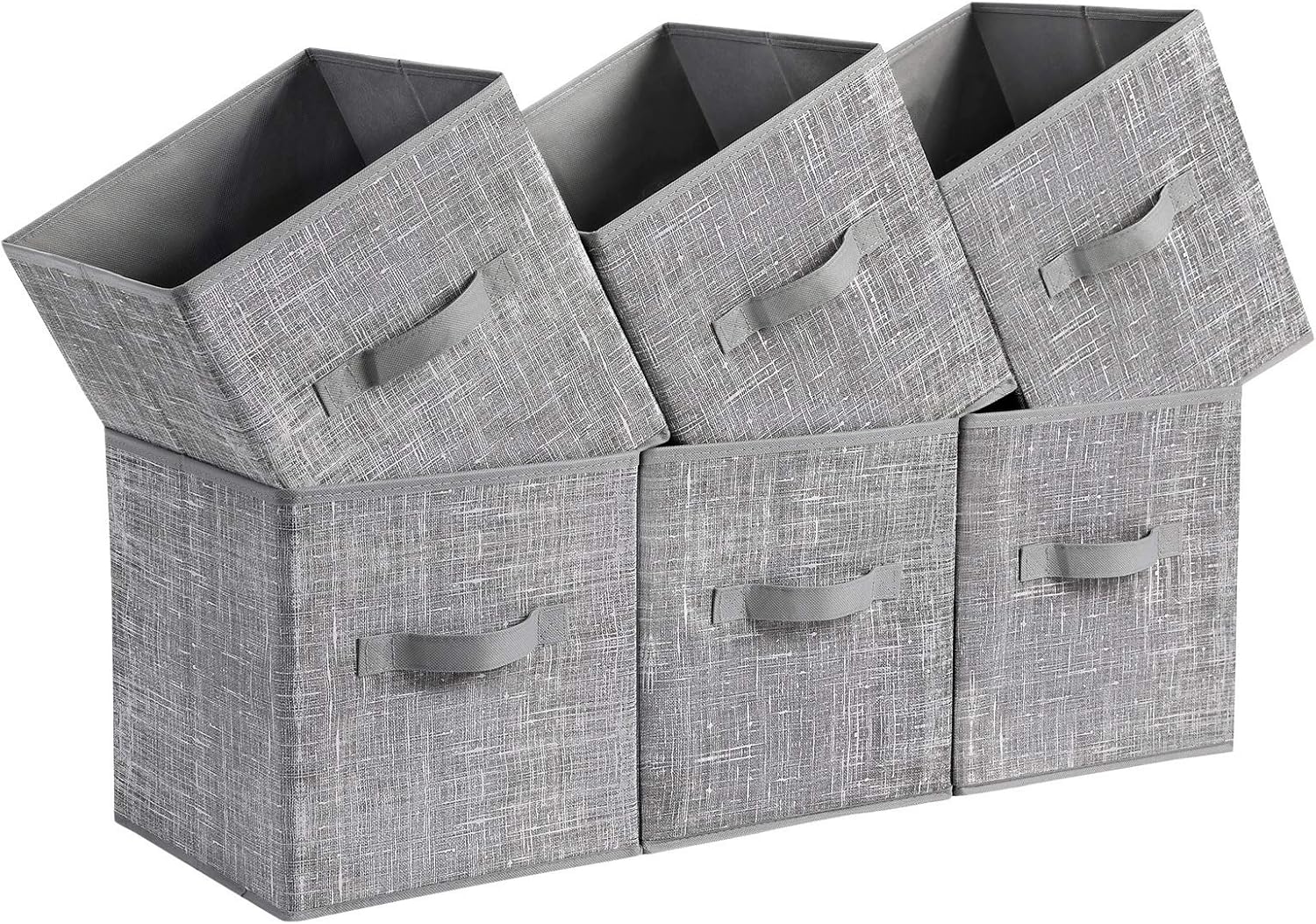 Storage Cubes, 11-Inch Non-Woven Fabric Bins with Double Handles, Set of 6, Closet Organizers for Shelves, Foldable, for Clothes, Cattail Gray UROB26LG