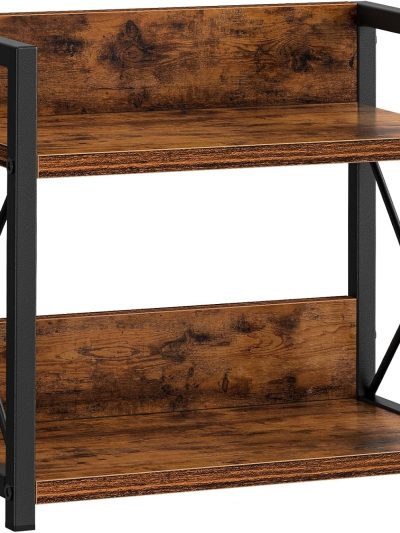 Countertop Shelf Organizer, 2 Tier Kitchen Spice Rack Organizer for Countertop, Wood Coffee Counter Shelf Organizer for Home (Brown, S)