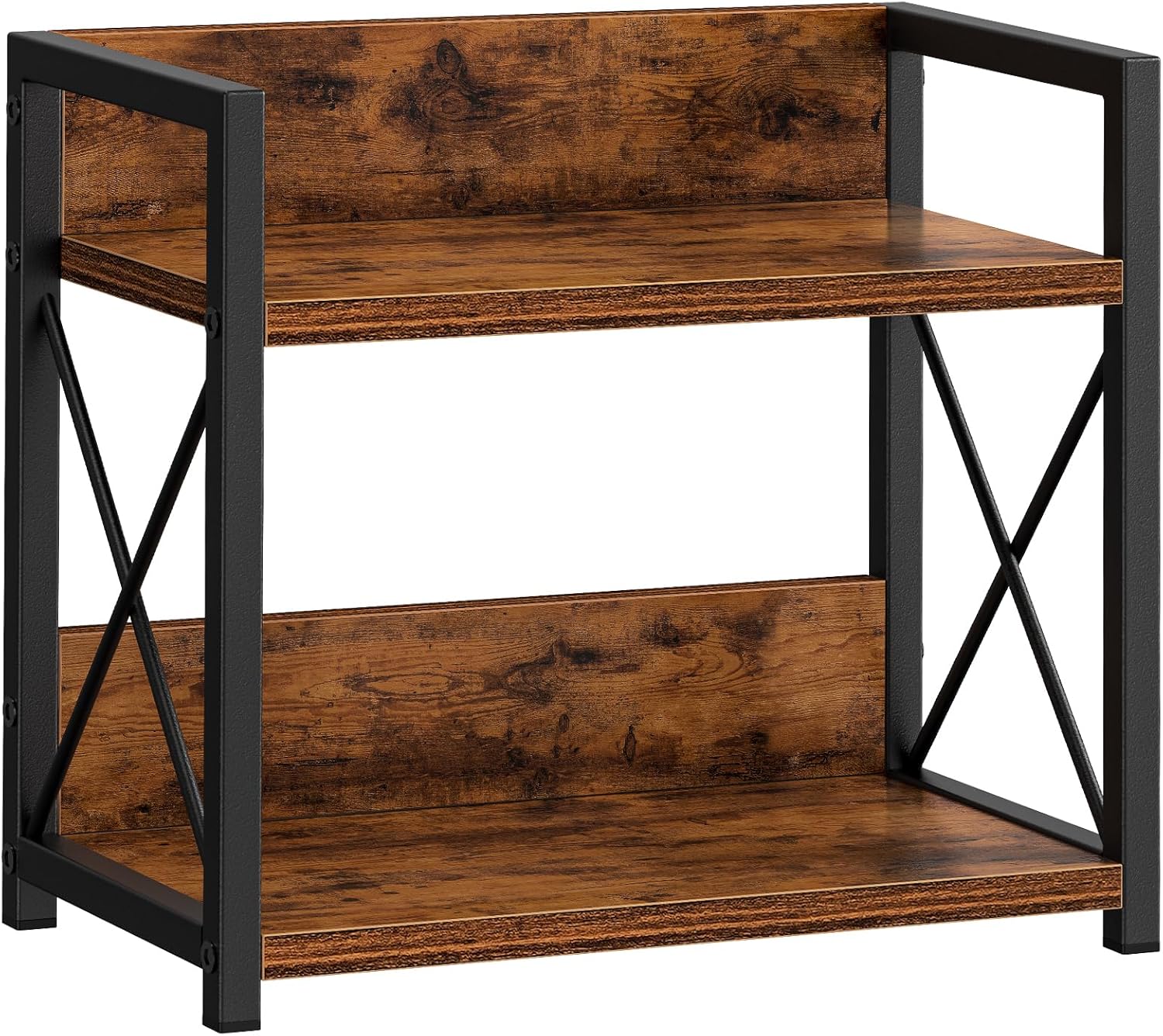 Countertop Shelf Organizer, 2 Tier Kitchen Spice Rack Organizer for Countertop, Wood Coffee Counter Shelf Organizer for Home (Brown, S)