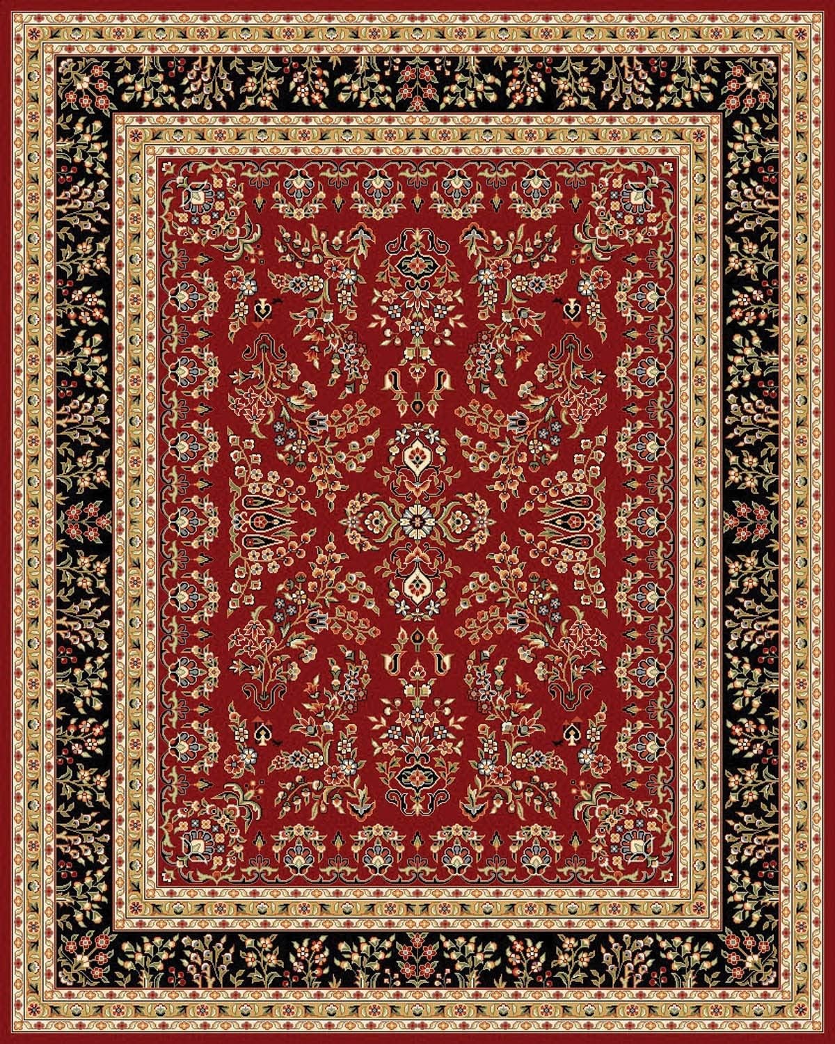 Area Rug 9x12 - Lyndhurst Collection - Large - Red & Black, Traditional Oriental Design, Non-Shedding & Easy to Clean, Ideal for Living Room, Bedroom, Dining Space - Image 2