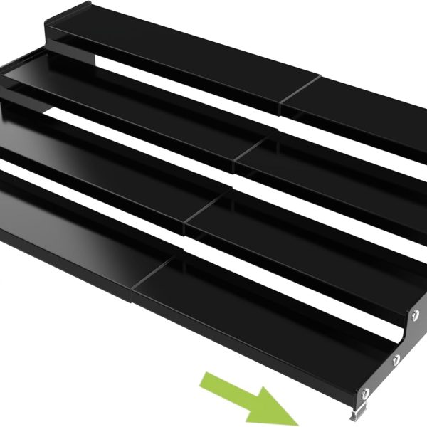 Expandable 4-Tier Step Spice Rack Organizer for Kitchen Cabinet Modern Design and Non Skid Space Saving Storage Shelf for Countertop Cabinet Pantry(1Pack/Black)