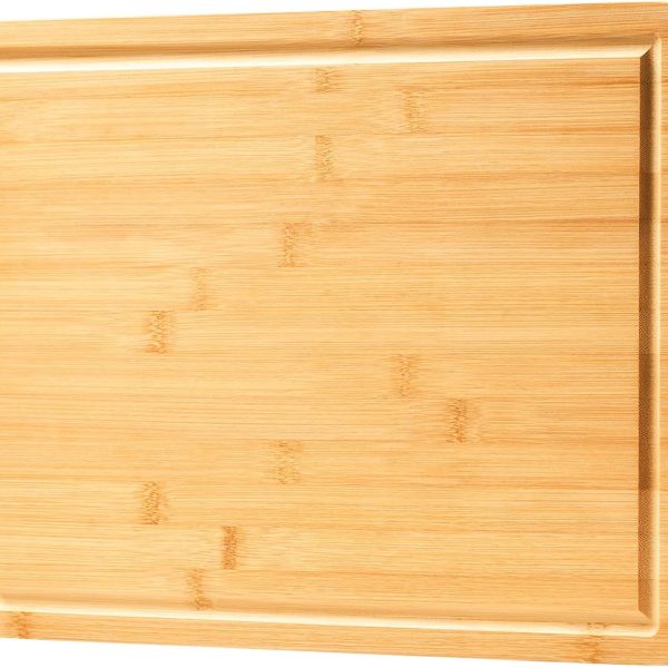 Large Bamboo Wood Cutting Boards for Kitchen, 1" Thick Charcuterie Boards, Butcher Block with Juice Grooves & Handles