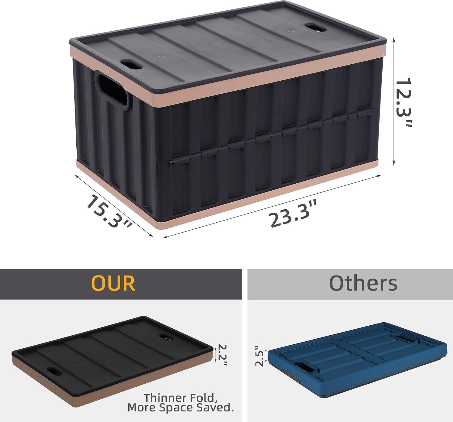 64L Collapsible Storage Bins with Lids Plastic Storage Containers for Organizing Stackable Storage Box Large Heavy Duty Utility Crates, 2 Packs - Image 2