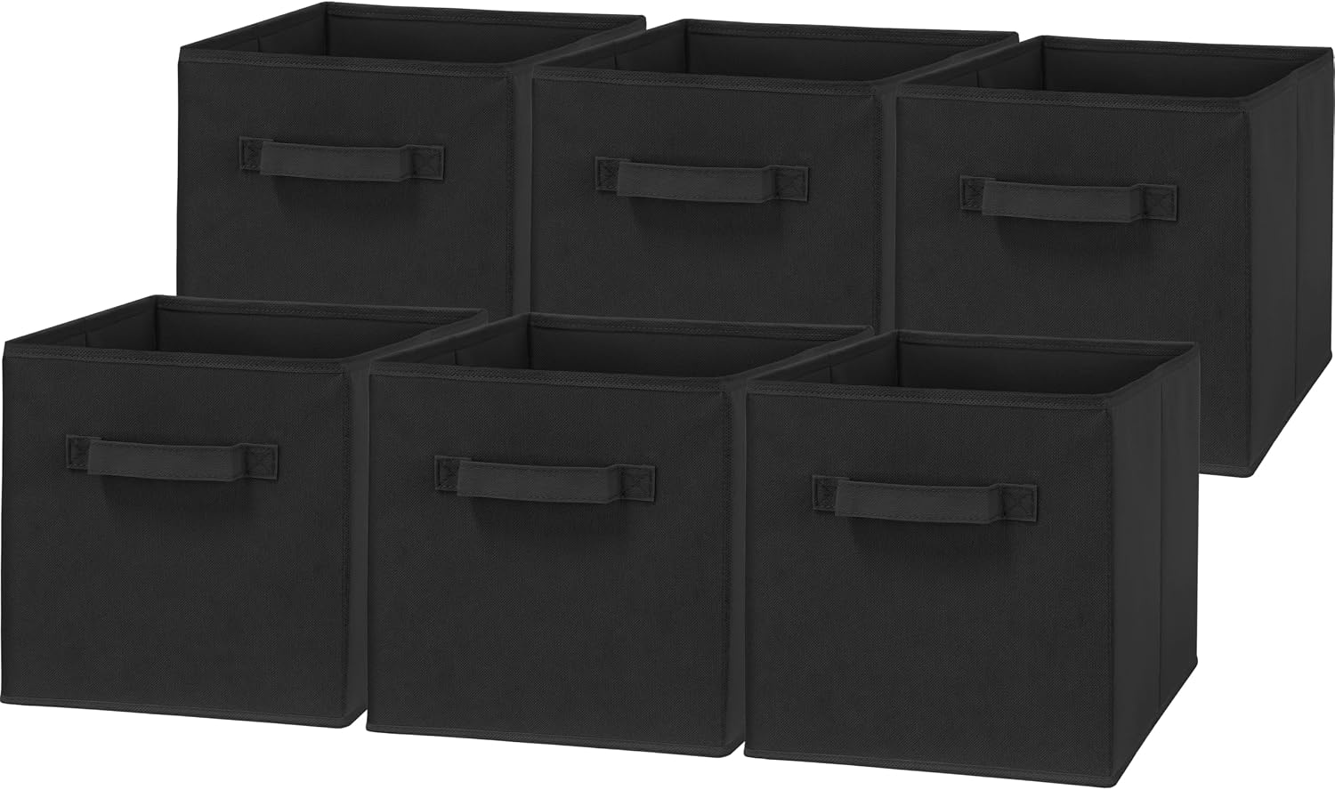 Foldable Cube Storage Bins, 11-Inch Black, 6-Pack Fabric Cubes Organizer for Closet or Shelves