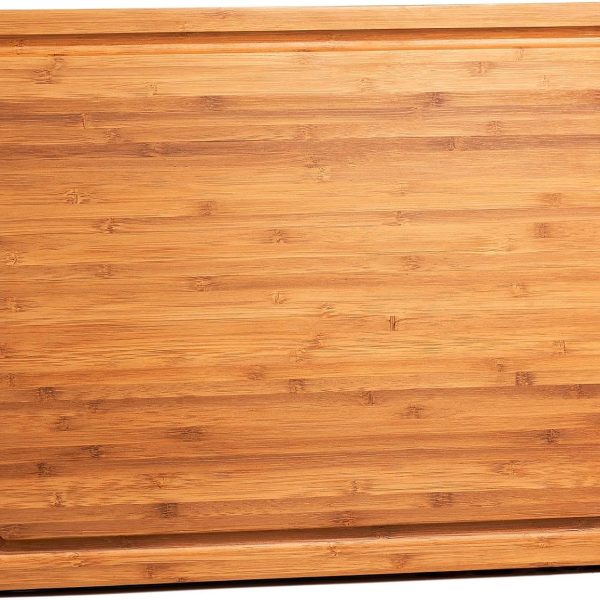 Bamboo Cutting Boards for Kitchen, Extra Thick Wood Butcher Block, Heavy Duty Wooden Chopping Block, Charcuterie Boards & Cheese Platter, 14"x10"x0.9"